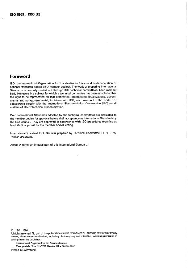 ISO 8969:1990 ISO 8969:1990 - Timber structures -- Testing of unilateral punched metal plate fasterners and joints - Page 2 preview