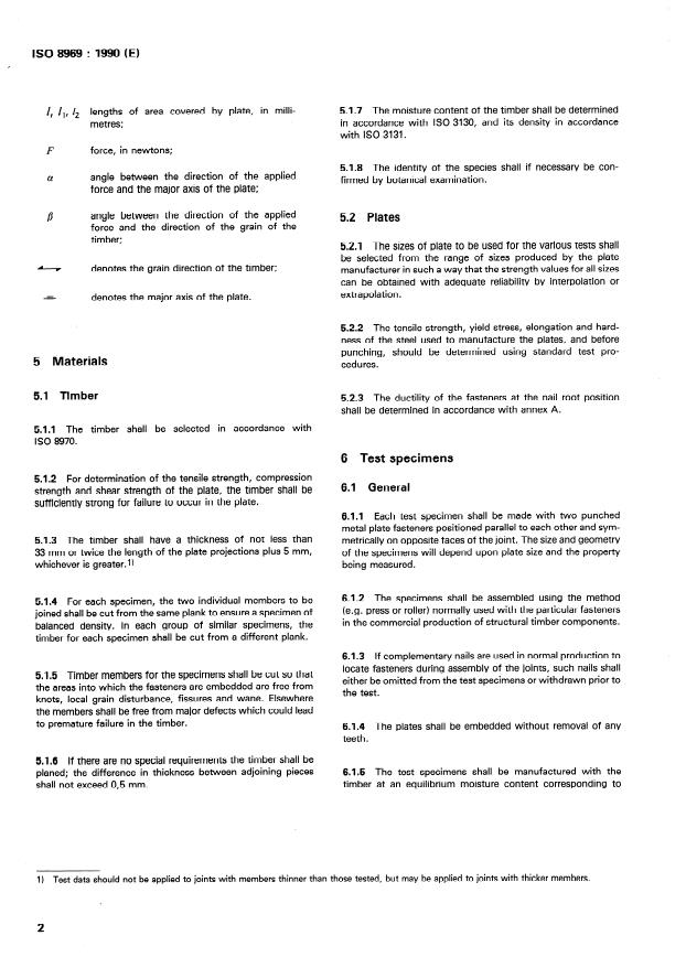 ISO 8969:1990 ISO 8969:1990 - Timber structures -- Testing of unilateral punched metal plate fasterners and joints - Page 4 preview