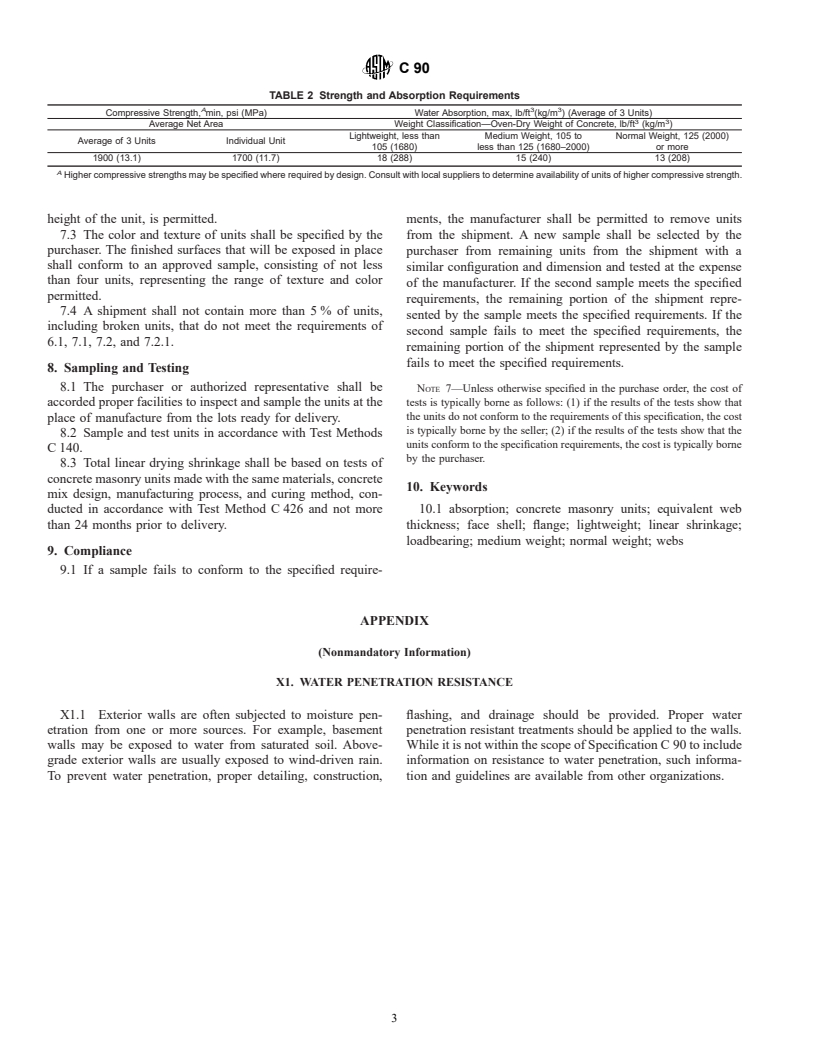 ASTM C90-01 - Standard Specification for Loadbearing Concrete Masonry Units