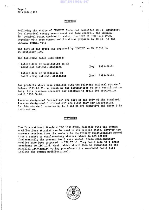 EN 61038:1992 EN 61038:1997 - Page 4 preview