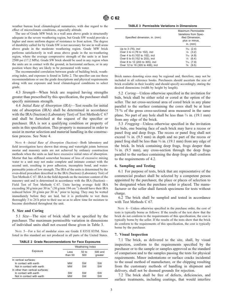 ASTM C62-00 - Standard Specification for Building Brick (Solid Masonry Units Made From Clay or Shale)