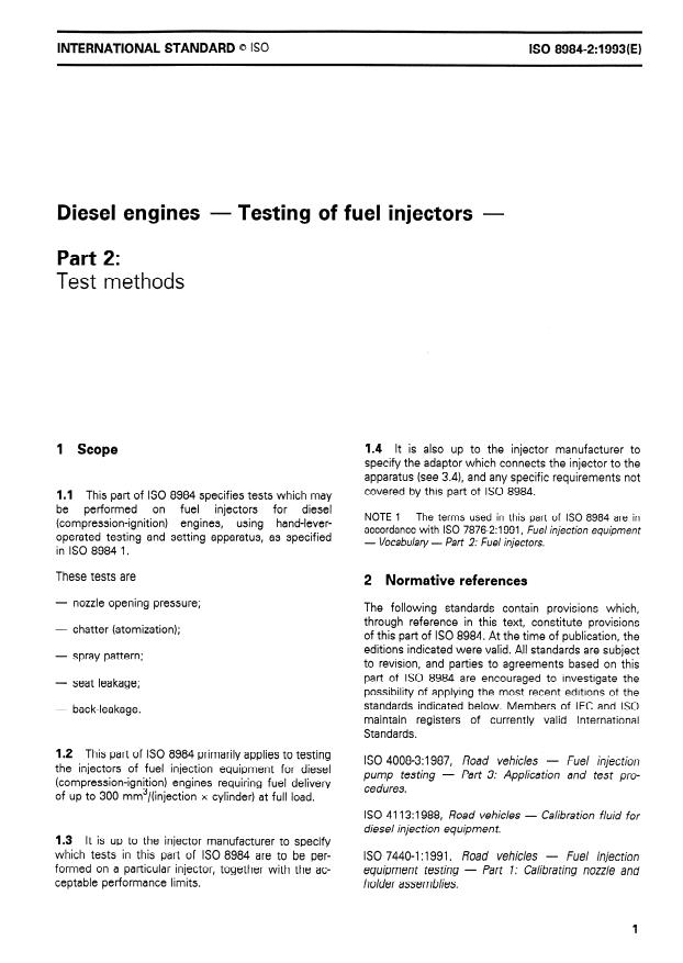 ISO 8984-2:1993 - Diesel engines -- Testing of fuel injectors