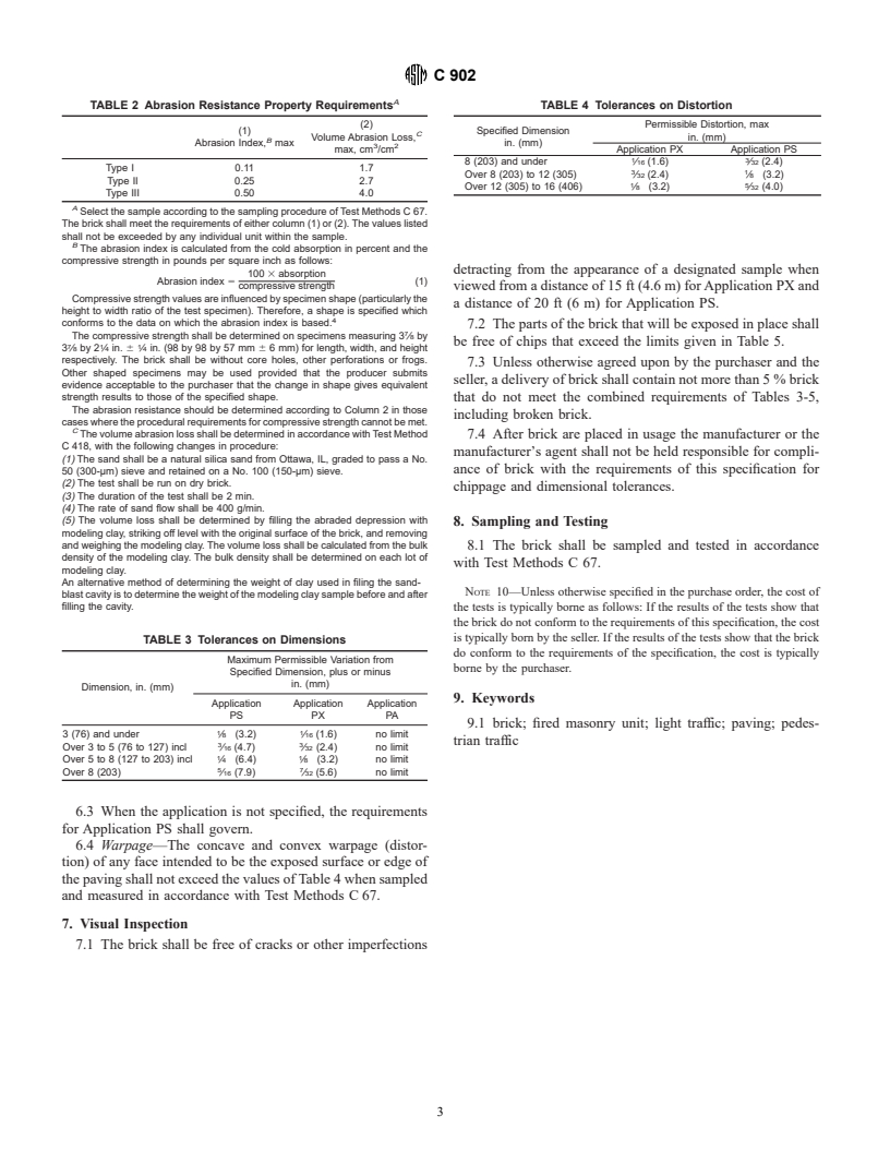 ASTM C902-01 - Standard Specification for Pedestrian and Light Traffic Paving Brick