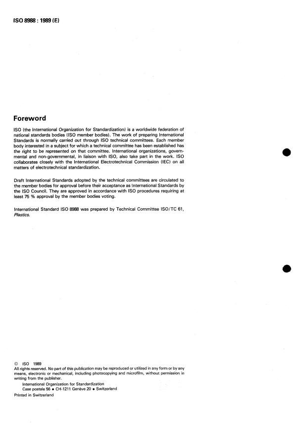 ISO 8988:1989 ISO 8988:1989 - Plastics -- Phenolic resins -- Determination of hexamethylenetetramine content - Page 2 preview