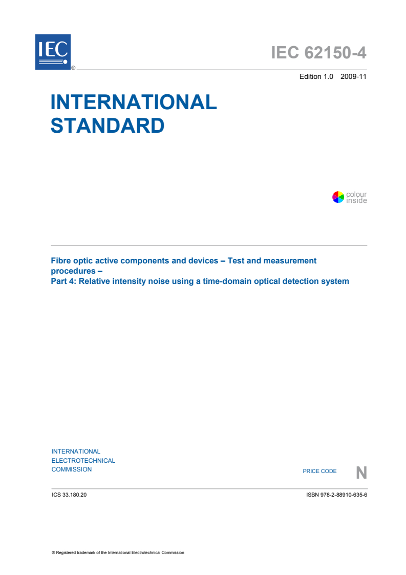 IEC 62150-4:2009 - Fibre optic active components and devices - Test and measurement procedures - Part 4: Relative intensity noise using a time-domain optical detection system
Released:11/20/2009
Isbn:9782889106356