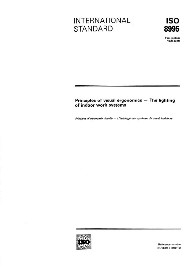 ISO 8995:1989 - Principles of visual ergonomics -- The lighting of indoor work systems