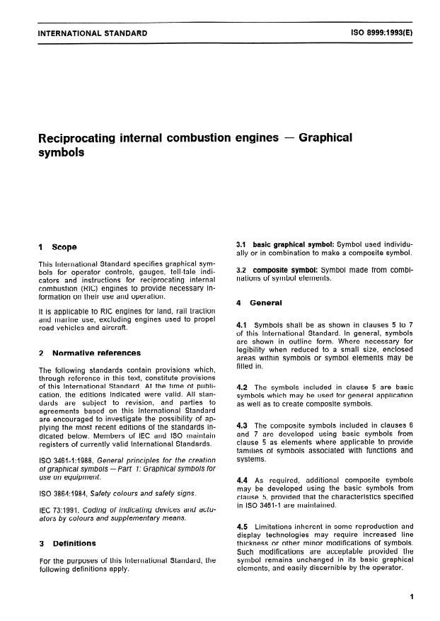ISO 8999:1993 ISO 8999:1993 - Reciprocating internal combustion engines -- Graphical symbols - Page 3 preview
