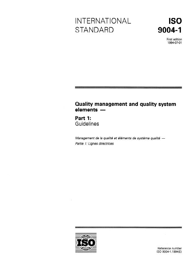 ISO 9004-1:1994 - Quality management and quality system elements