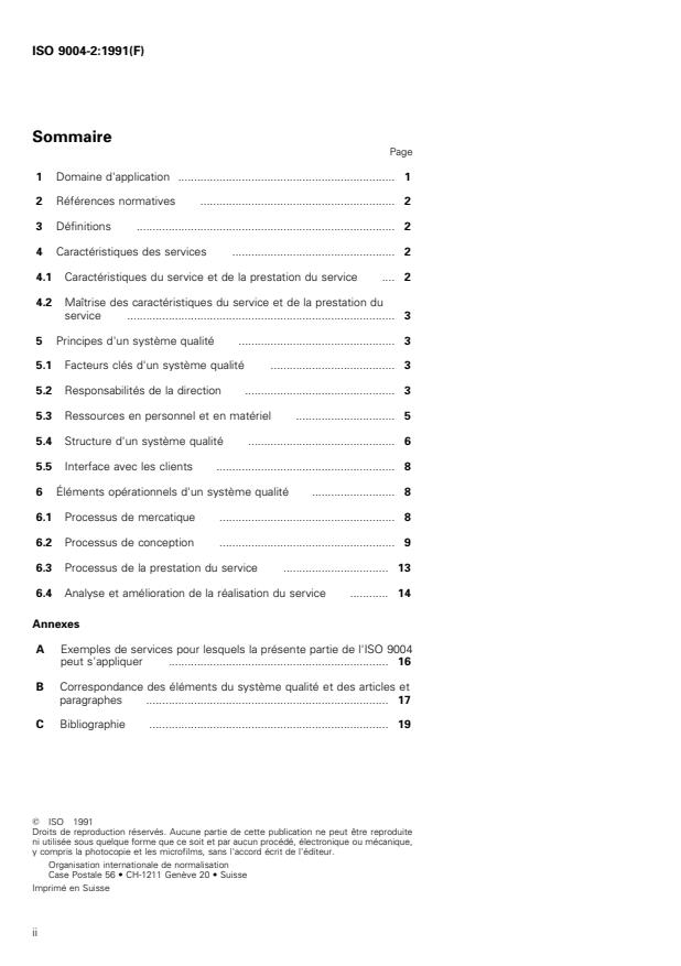 ISO 9004-2:1991 ISO 9004-2:1991 - Gestion de la qualité et éléments de systeme qualité - Page 2 preview
