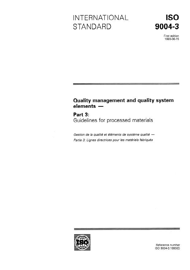 ISO 9004-3:1993 - Quality management and quality system elements
