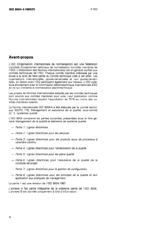 ISO 9004-4:1993 ISO 9004-4:1993 - Management de la qualité et éléments de systeme qualité - Page 4 preview