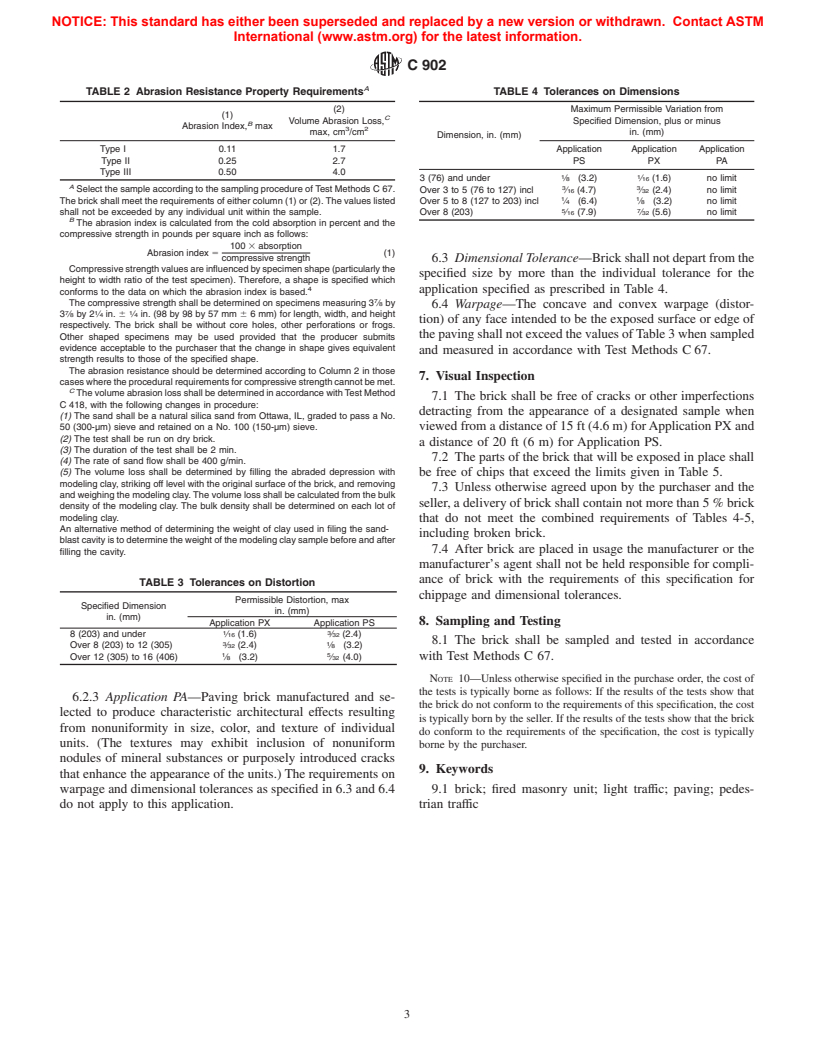 ASTM C902-02 - Standard Specification for Pedestrian and Light Traffic Paving Brick