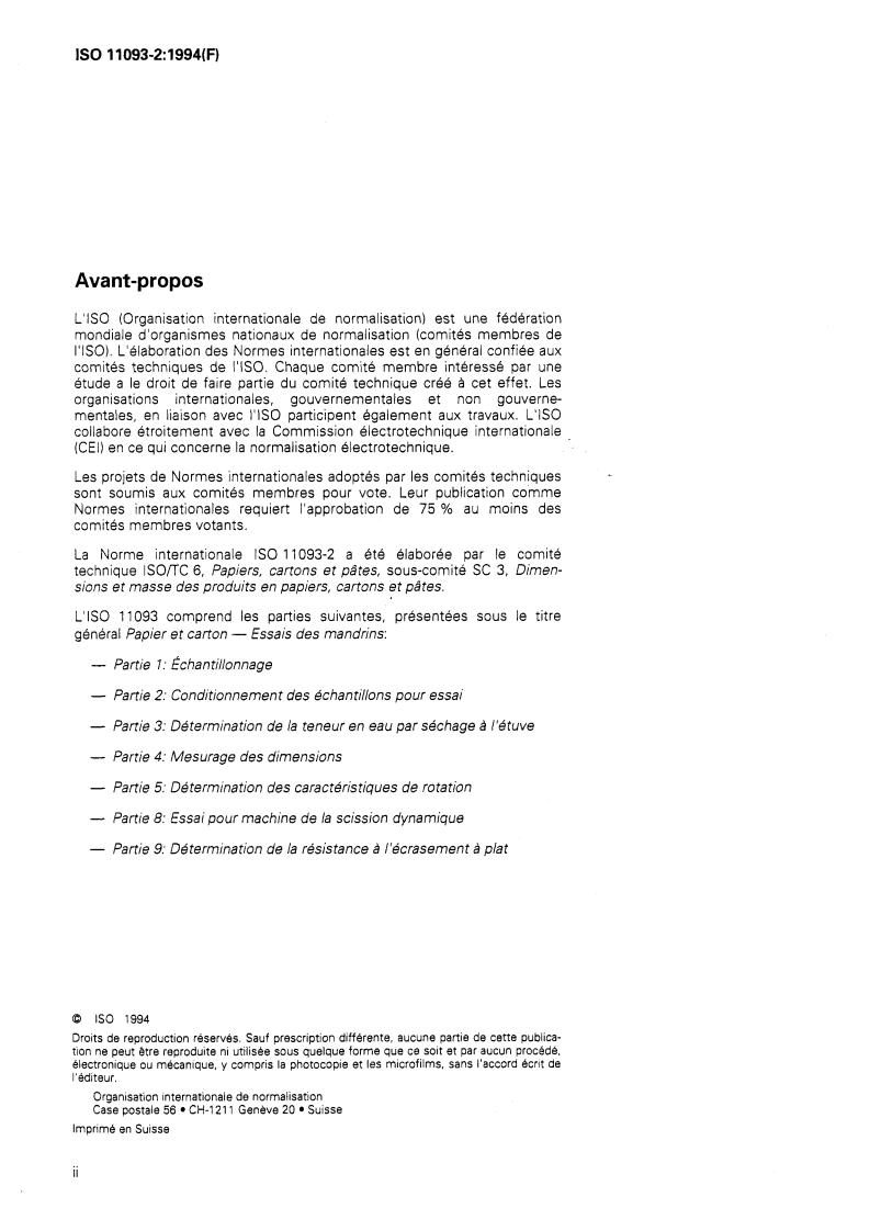 ISO 11093-2:1994 ISO 11093-2:1994 - Papier et carton — Essais des mandrins — Partie 2: Conditionnement des échantillons pour essai
Released:12/8/1994 - Page 2 preview
