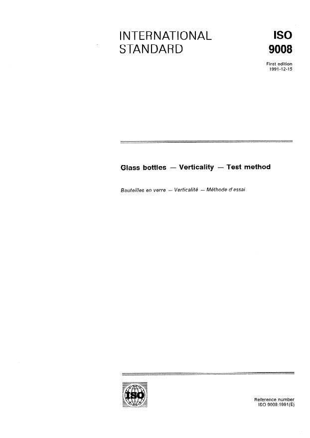 ISO 9008:1991 - Glass bottles -- Verticality -- Test method