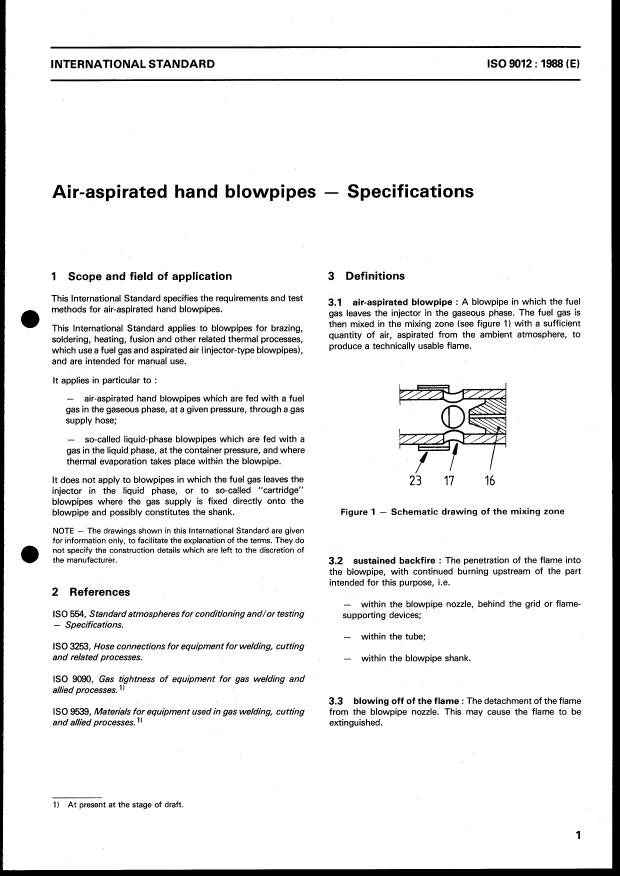 ISO 9012:1988 - Air-aspirated hand blowpipes -- Specifications