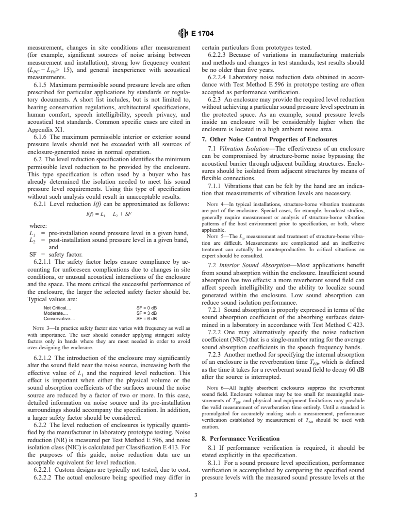 ASTM E1704-95 - Standard Guide for Specifying Acoustical Performance of Sound-Isolating Enclosures