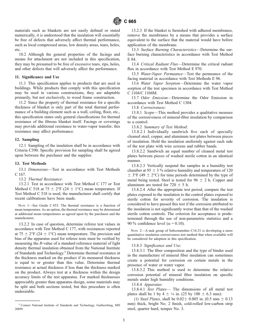 ASTM C665-01 - Standard Specification for Mineral-Fiber Blanket Thermal Insulation for Light Frame Construction and Manufactured Housing