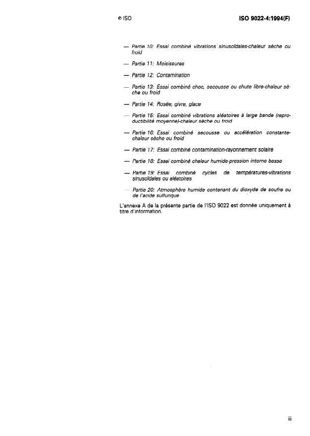 ISO 9022-4:1994 - Optique et instruments d'optique -- Méthodes d'essais d'environnement