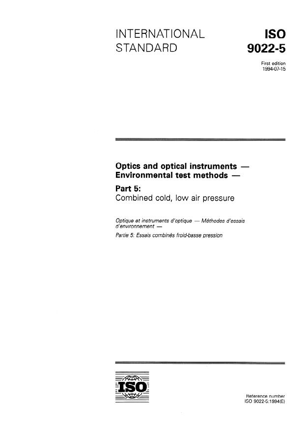 ISO 9022-5:1994 - Optics and optical instruments -- Environmental test methods