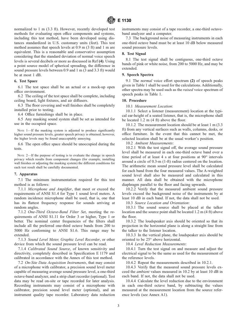 ASTM E1130-02 - Standard Test Method for Objective Measurement of Speech Privacy in Open Offices Using Articulation Index