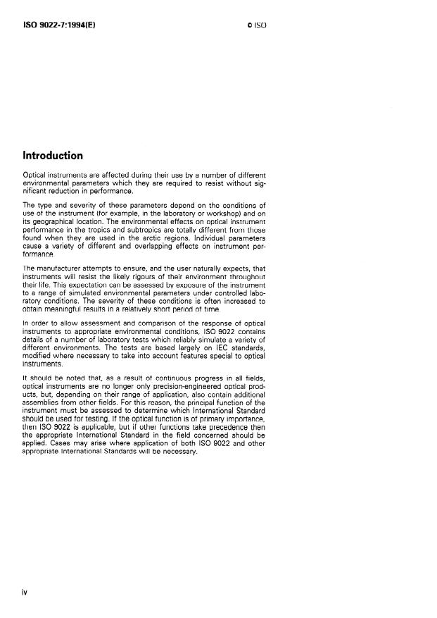 ISO 9022-7:1994 ISO 9022-7:1994 - Optics and optical instruments -- Environmental test methods - Page 4 preview