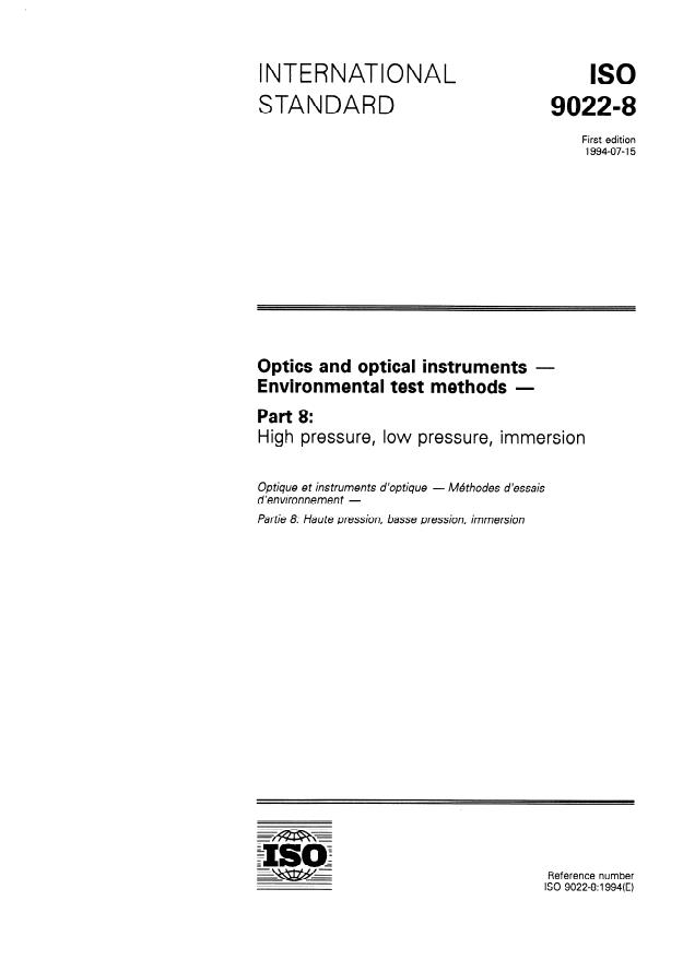 ISO 9022-8:1994 - Optics and optical instruments -- Environmental test methods