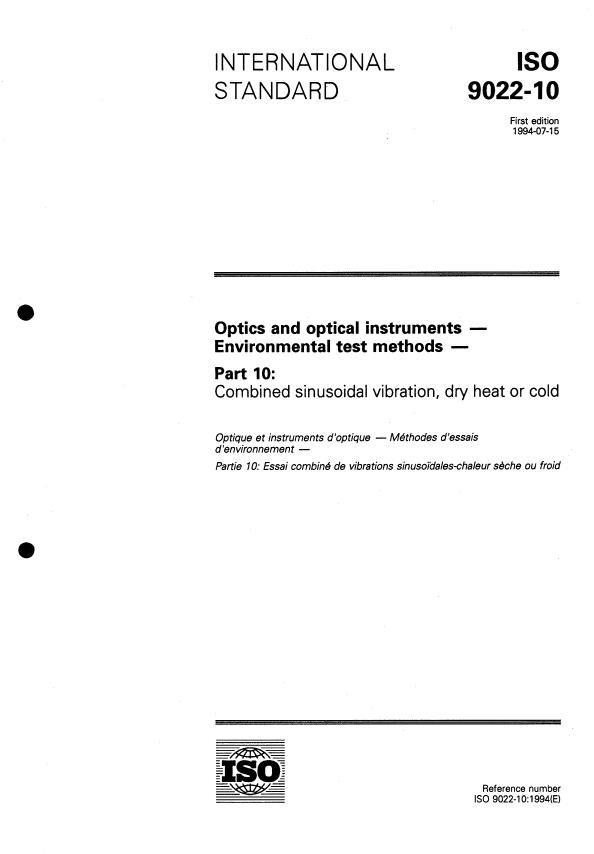 ISO 9022-10:1994 - Optics and optical instruments -- Environmental test methods