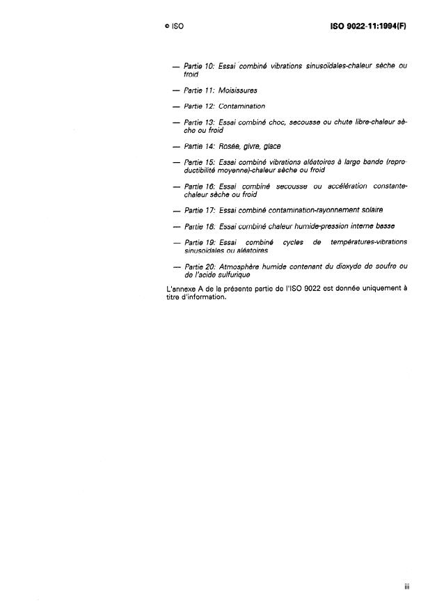 ISO 9022-11:1994 - Optique et instruments d'optique -- Méthodes d'essais d'environnement