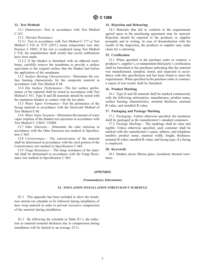 ASTM C1290-00 - Standard Specification for Flexible Fibrous Glass Blanket Insulation Used to Externally Insulate HVAC Ducts