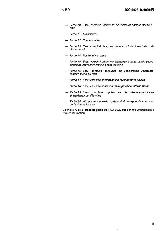 ISO 9022-14:1994 - Optiques et instruments d'optique -- Méthodes d'essais d'environnement