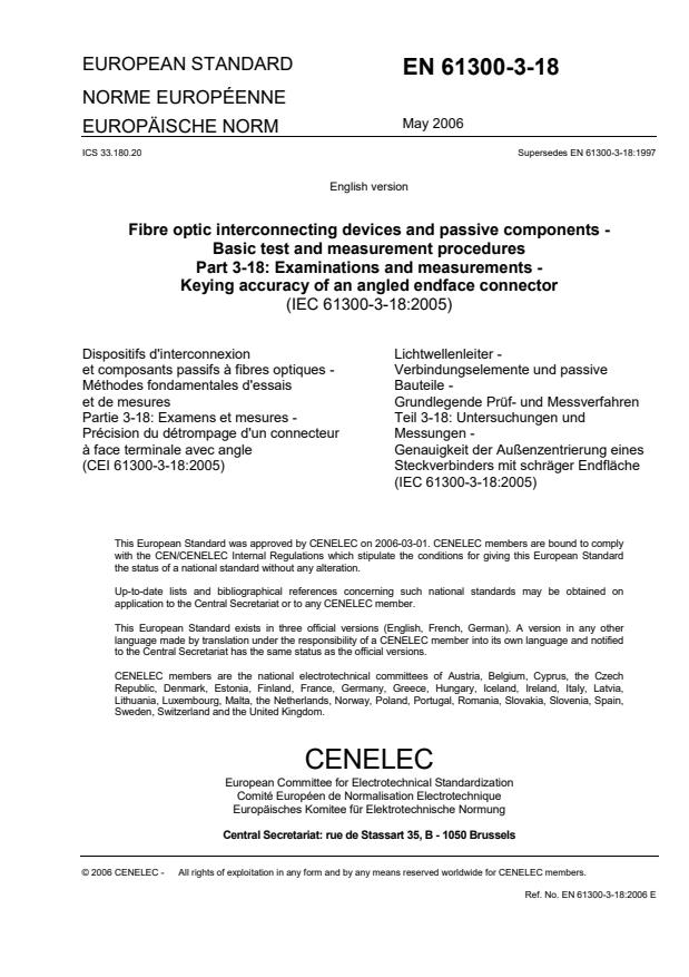 EN 61300-3-18:2006 EN 61300-3-18:2006 - Page 3 preview