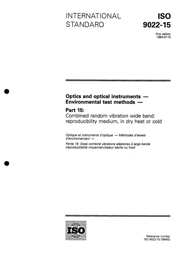 ISO 9022-15:1994 - Optics and optical instruments -- Environmental test methods