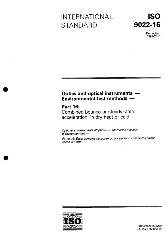 ISO 9022-16:1994 - Optics and optical instruments -- Environmental test methods