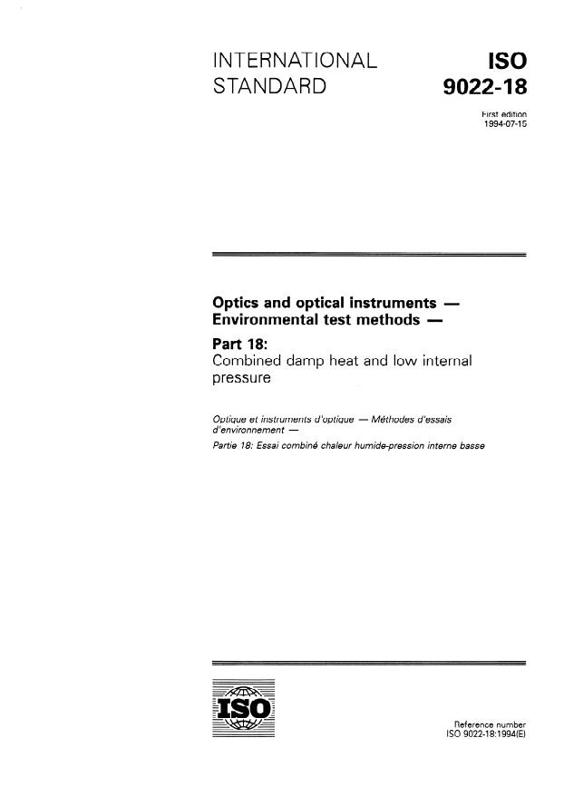 ISO 9022-18:1994 - Optics and optical instruments -- Environmental test methods