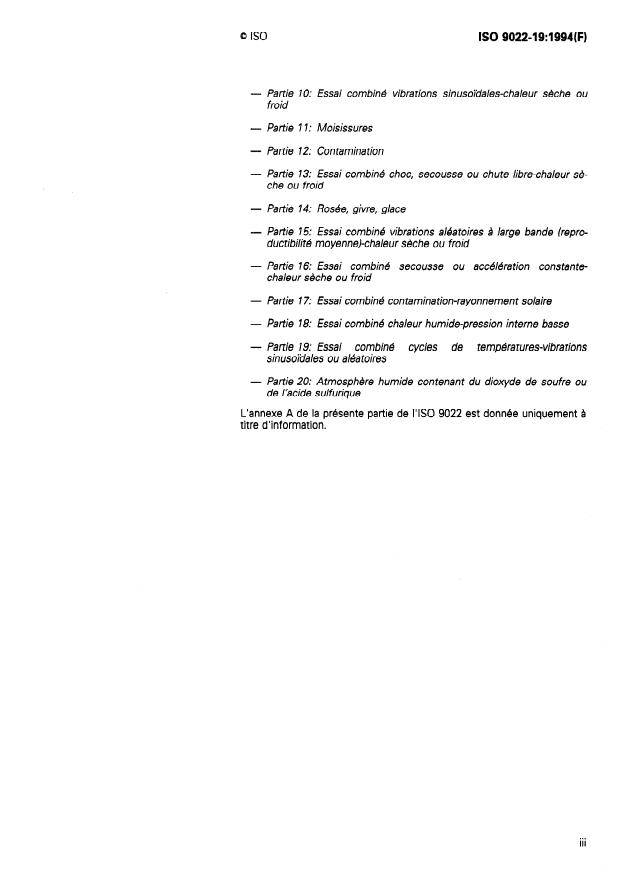 ISO 9022-19:1994 - Optique et instruments d'optique -- Méthodes d'essai d'environnement