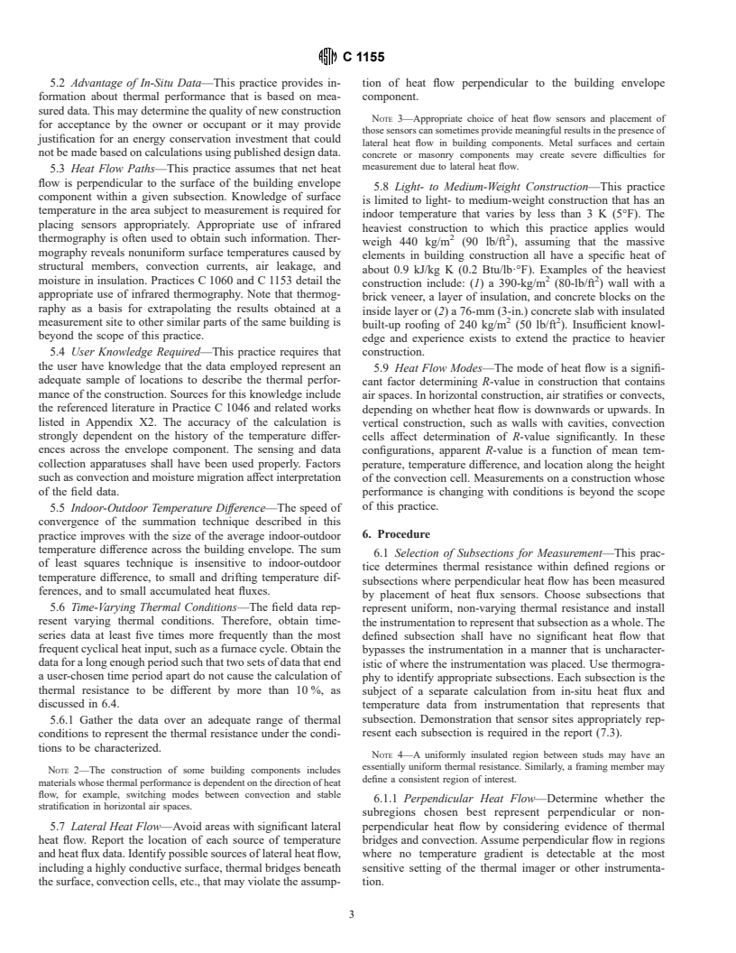 ASTM C1155-95 - Standard Practice for Determining Thermal Resistance of Building Envelope Components from the In-Situ Data