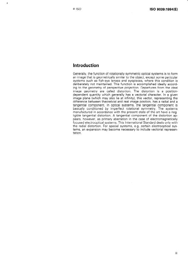 ISO 9039:1994 - Optics and optical instruments -- Quality evaluation of optical systems -- Determination of distortion