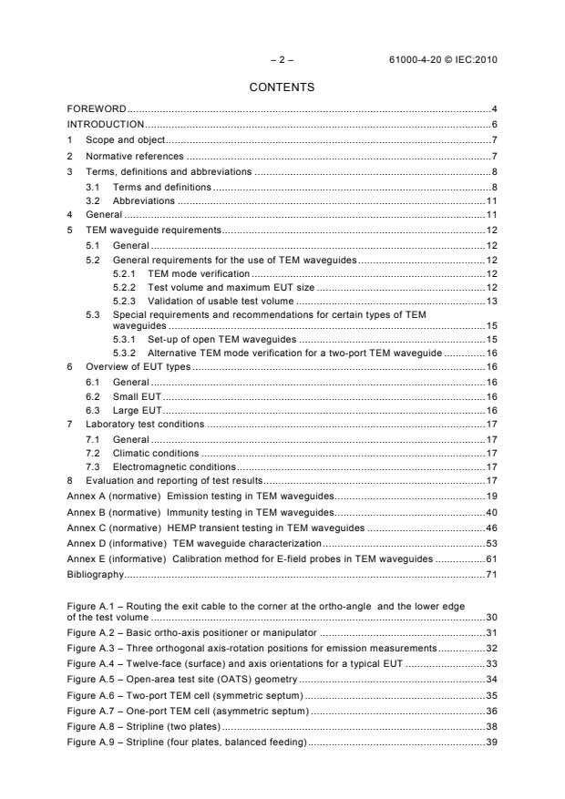 IEC 61000-4-20:2010 IEC 61000-4-20:2010 - Electromagnetic compatibility (EMC) - Part 4-20: Testing and measurement techniques - Emission and immunity testing in transverse electromagnetic (TEM) waveguides - Page 4 preview