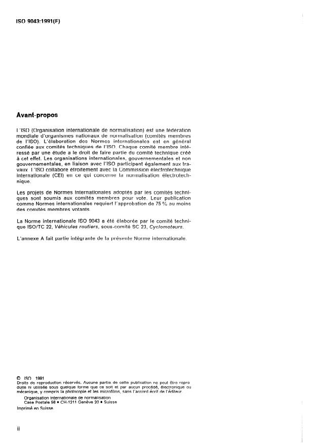 ISO 9043:1991 ISO 9043:1991 - Cyclomoteurs -- Méthode de mesure des moments d'inertie - Page 2 preview