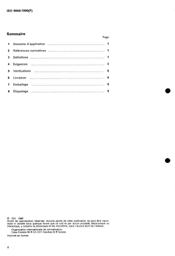 ISO 9044:1990 ISO 9044:1990 - Tissus métalliques industriels -- Exigences techniques et vérifications - Page 2 preview