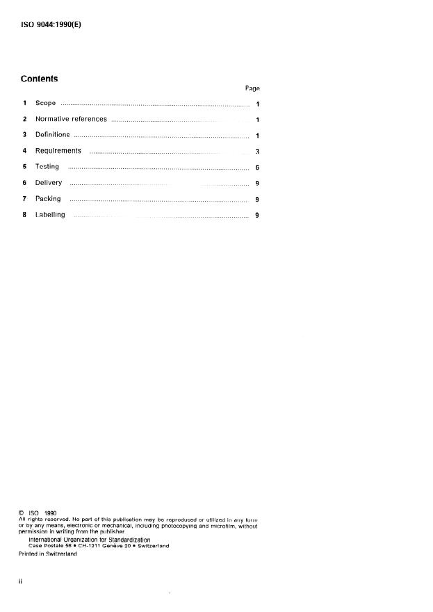 ISO 9044:1990 ISO 9044:1990 - Industrial woven wire cloth -- Technical requirements and testing - Page 2 preview