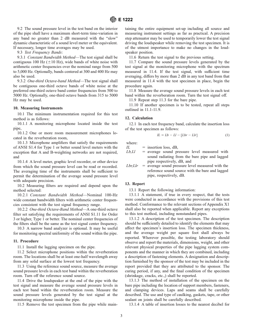 ASTM E1222-90(1996)e1 - Standard Test Method for Laboratory Measurement of the Insertion Loss of Pipe Lagging Systems