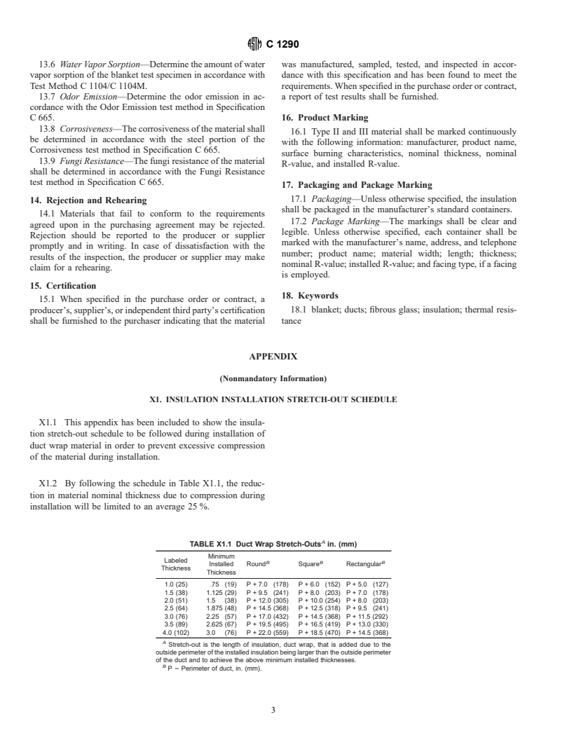 ASTM C1290-95 - Standard Specification for Flexible Fibrous Glass Blanket Insulation Used to Externally Insulate HVAC Ducts