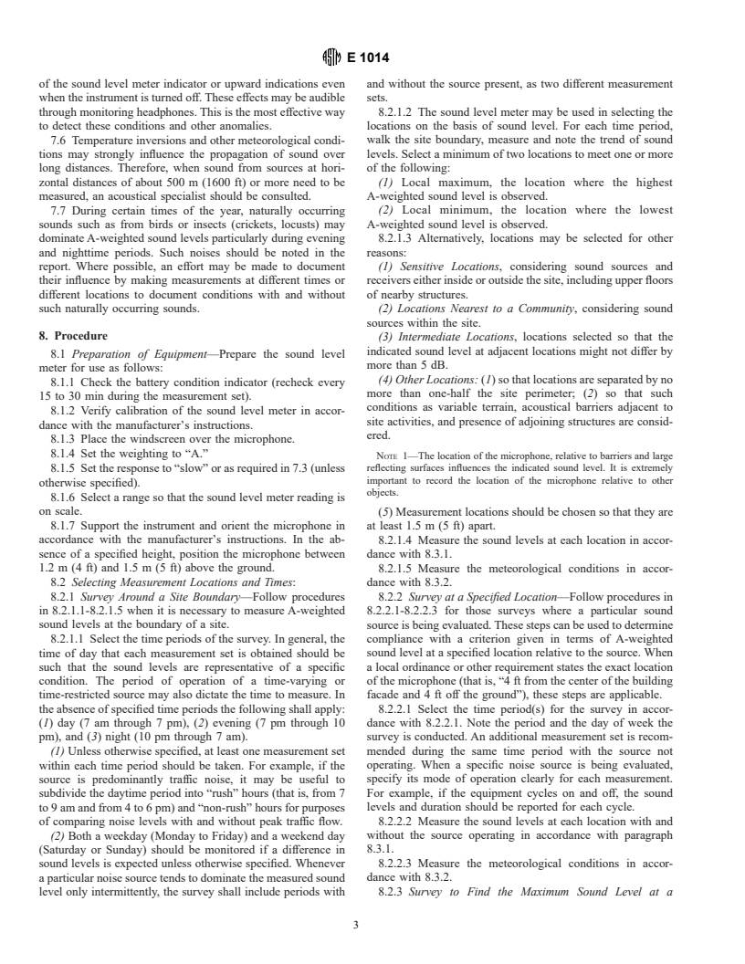 ASTM E1014-84(1995)e1 - Standard Guide for Measurement of Outdoor A-Weighted Sound Levels