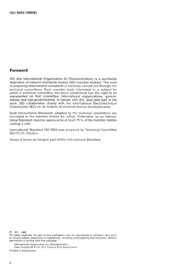 ISO 9054:1990 ISO 9054:1990 - Cellular plastics, rigid -- Test methods for self-skinned, high-density materials - Page 2 preview
