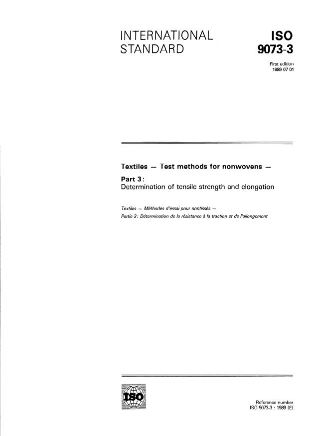 ISO 9073-3:1989 - Textiles -- Test methods for nonwovens