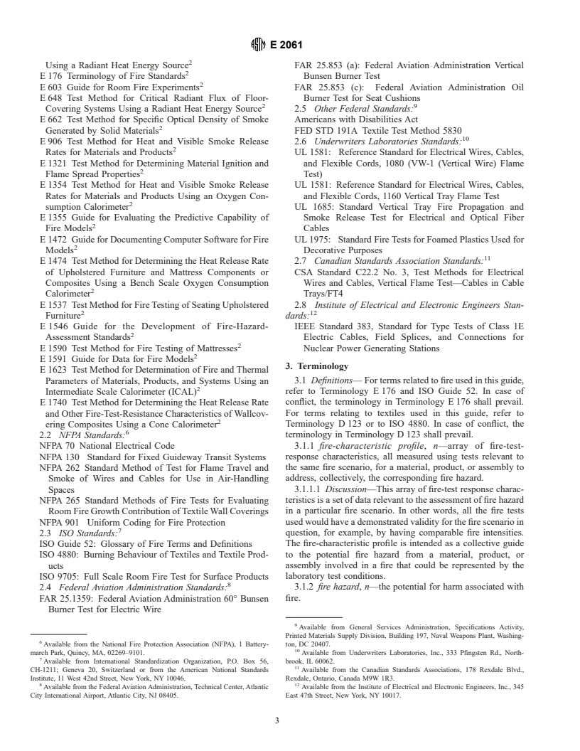 ASTM E2061-00a - Guide for Fire Hazard Assessment of Rail Transportation Vehicles