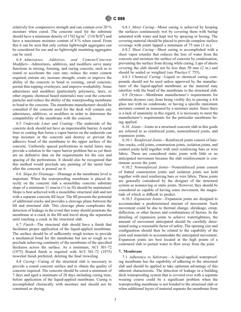 ASTM C898-95 - Standard Guide for Use of High Solids Content, Cold Liquid-Applied Elastomeric Waterproofing Membrane With Separate Wearing Course