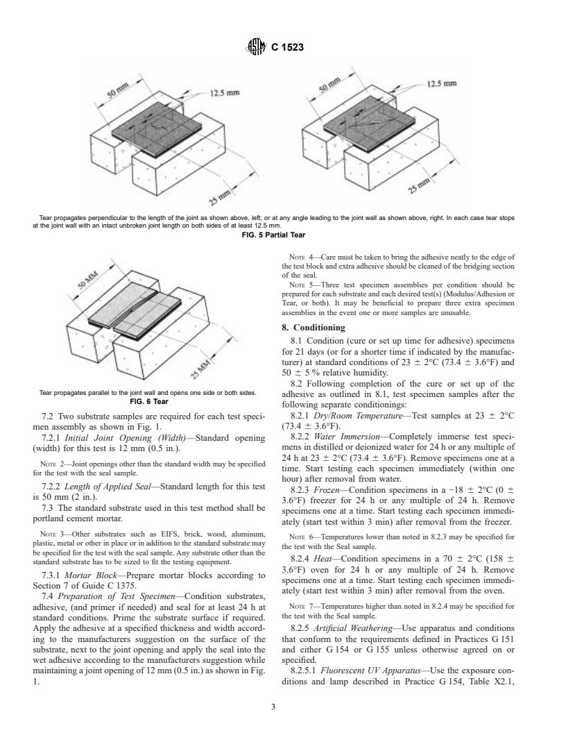 ASTM C1523-02 - Standard Test Method for Determining Modulus, Tear and Adhesion Properties of Precured Elastomeric Joint Sealants