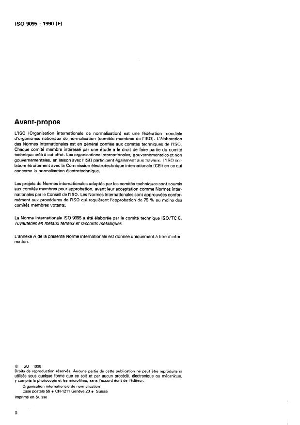 ISO 9095:1990 ISO 9095:1990 - Tubes et éléments tubulaires en acier -- Marquage par caracteres et couleurs codifiées pour identification des matériaux - Page 2 preview